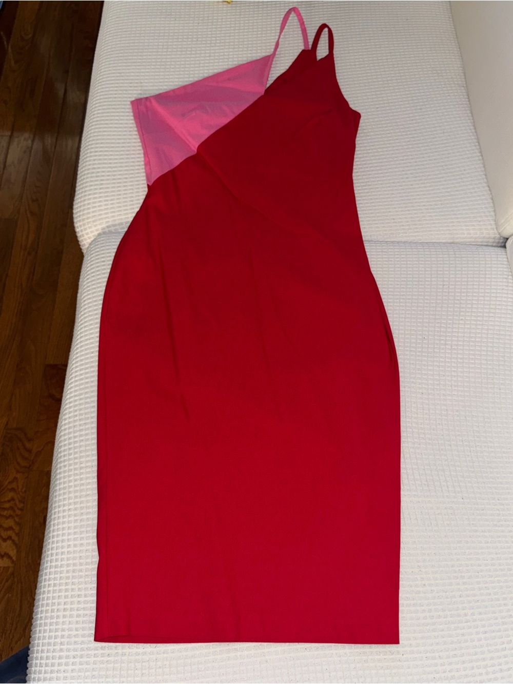 ASOS Red and Pink Spaghetti Strap Midi Dress
